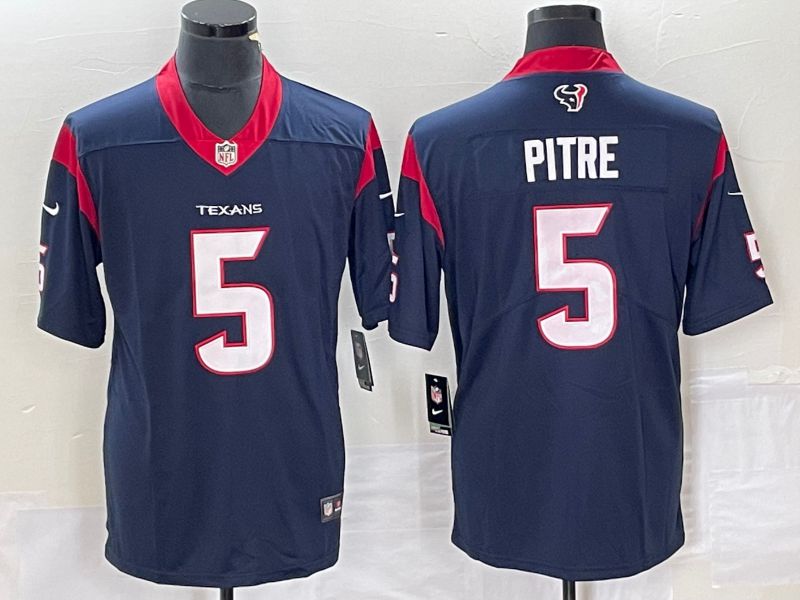 Men Houston Texans #5 Pitre Blue Nike Vapor Untouchable Limited NFL Jersey